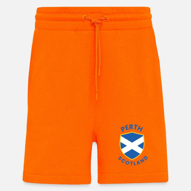 Blason du blason de Perth, Écosse - Short bio décontracté fabriqué en UE - SUNSET ORANGE