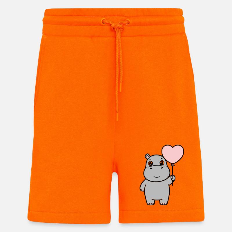 Süßes Nilpferd Herz Ballon Liebe - Shorts - made by SPREAD - SUNSET ORANGE