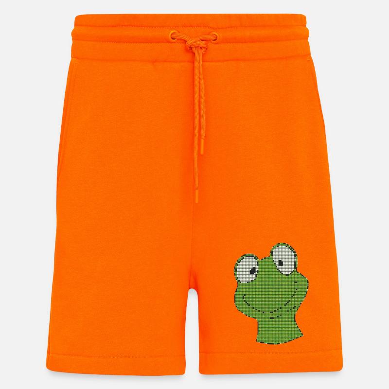 Pixel Frog Pixel Vert Smiley - Short bio décontracté fabriqué en UE - SUNSET ORANGE