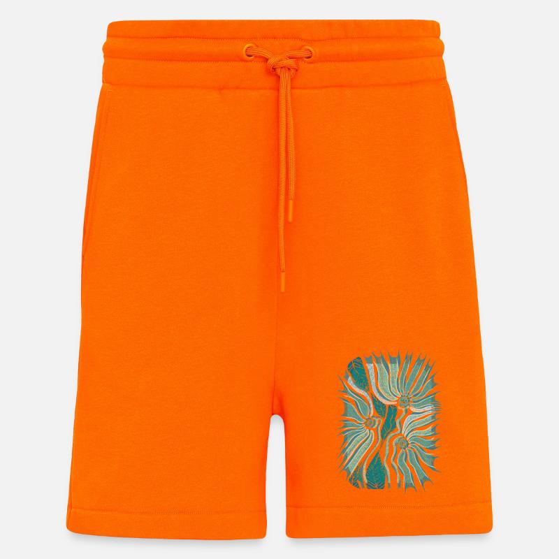 Floraison tropicale abstraite en sarcelle - Short bio décontracté fabriqué en UE - SUNSET ORANGE