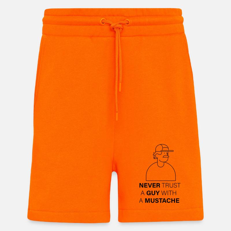 NEVER_TRUST_A_GUY_WITH_A_MUSTACHE - Shorts - made by SPREAD - SUNSET ORANGE