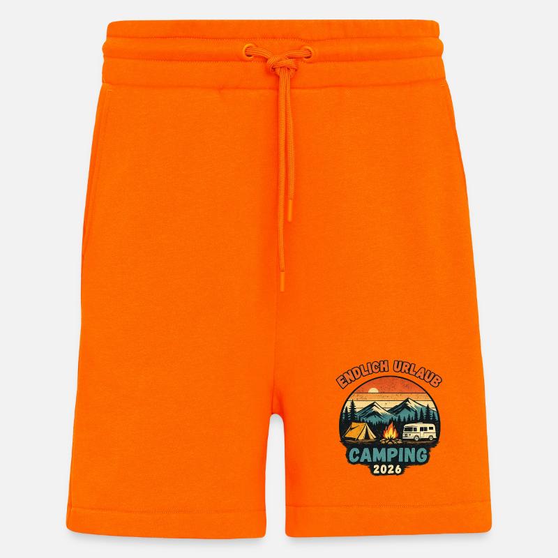 Endlich Urlaub Camping 2026 Wohnmobil  - Shorts - made by SPREAD - SUNSET ORANGE