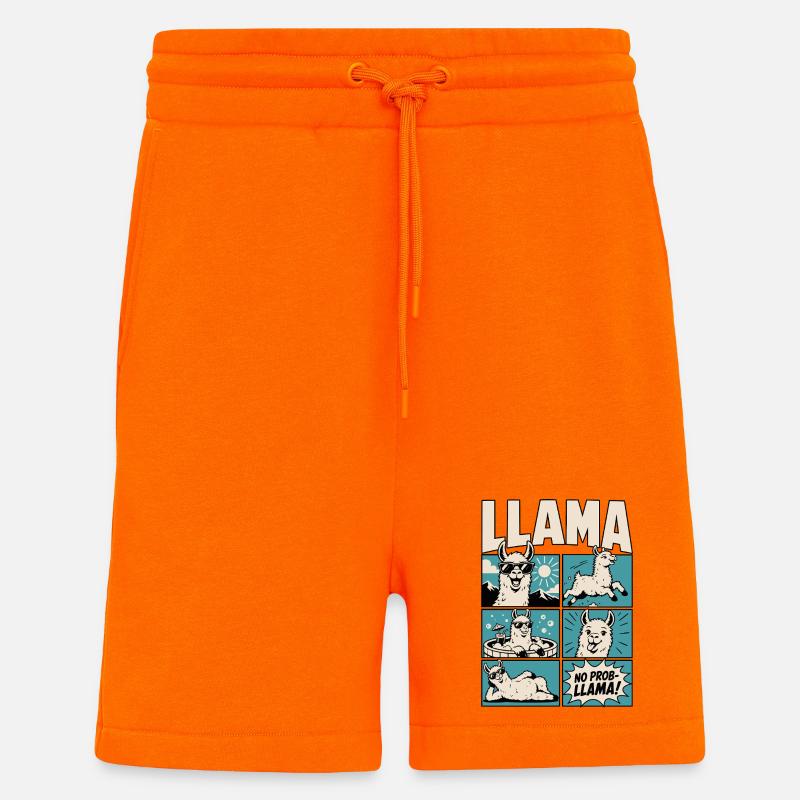Chill Llama Comic Design - Shorts - made by SPREAD - SUNSET ORANGE