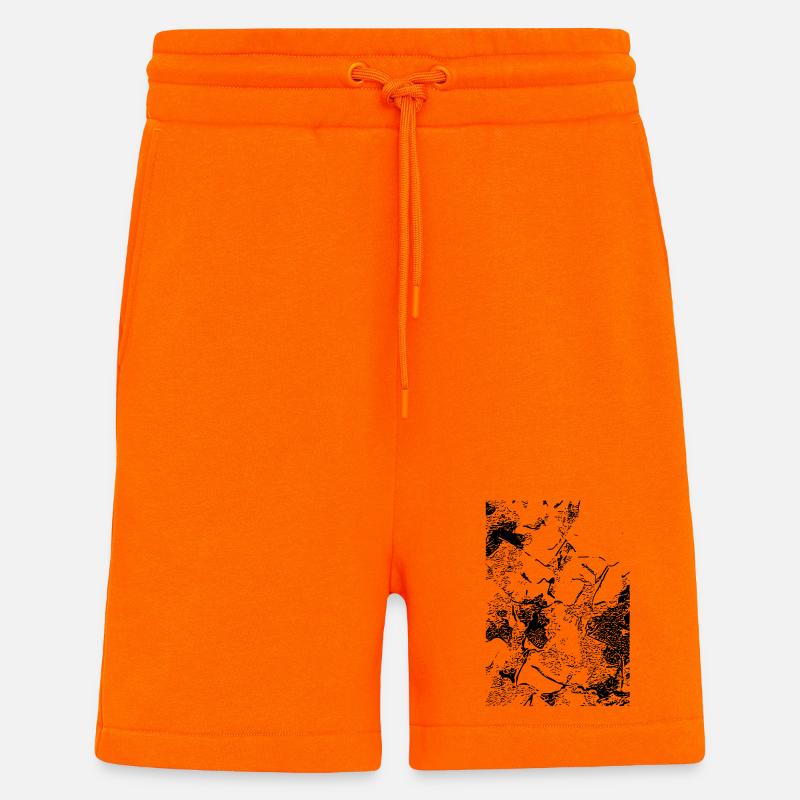 Abstract image / line / black / pattern - Shorts - made by SPREAD - SUNSET ORANGE