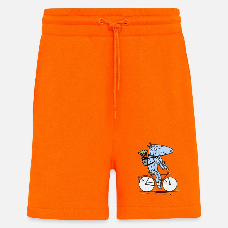 Blauer Hund Radfahrer Cartoon - Shorts - made by SPREAD - SUNSET ORANGE