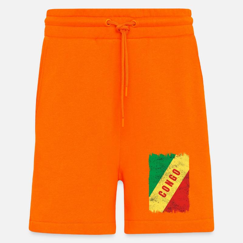 Drapeau du Congo - Short bio décontracté fabriqué en UE - SUNSET ORANGE