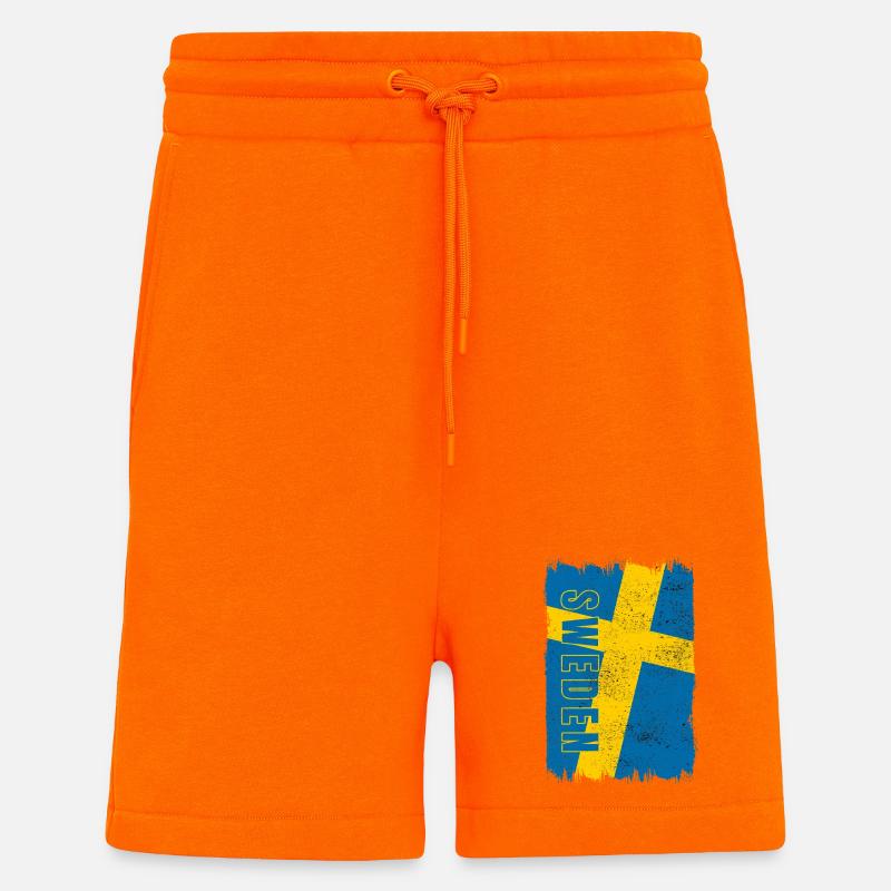 Drapeau de la Suède - Short bio décontracté fabriqué en UE - SUNSET ORANGE
