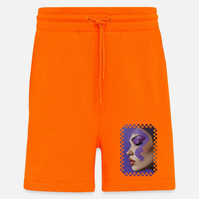 Reflets de Violette – huile sur toile - Short bio décontracté fabriqué en UE - SUNSET ORANGE
