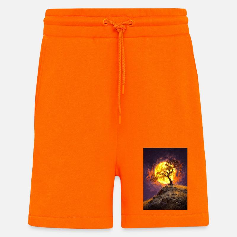 Einsamer Baum im Mondschein auf Klippe - Shorts - made by SPREAD - SUNSET ORANGE