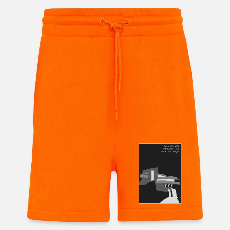 Architecture moderne : Fallingwater - Short bio décontracté fabriqué en UE - SUNSET ORANGE