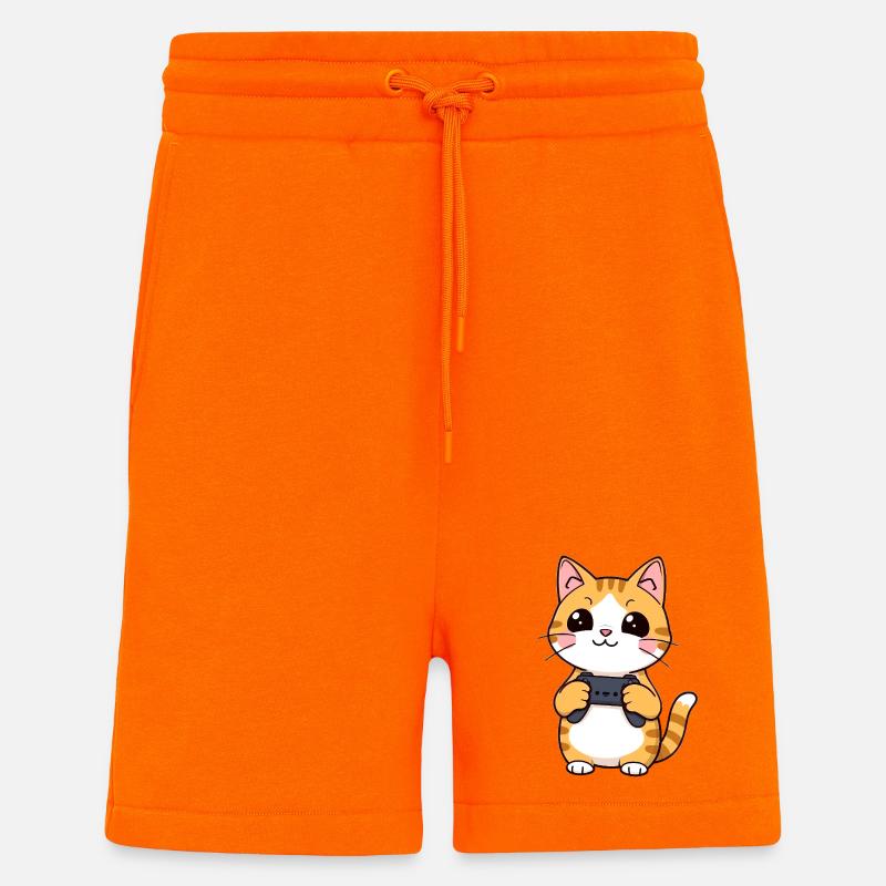 Gaming Katze mit Controller - Shorts - made by SPREAD - SUNSET ORANGE