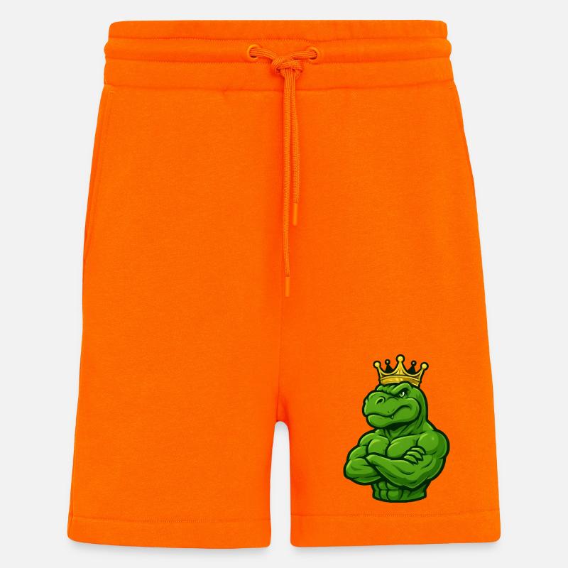 Starker T-Rex Dinosaurier mit Krone Selbstbewusst  - Shorts - made by SPREAD - SUNSET ORANGE