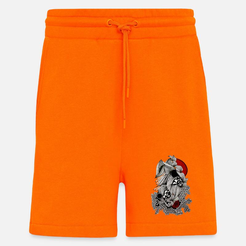 Cracked line skull with red accent - Shorts - made by SPREAD - SUNSET ORANGE
