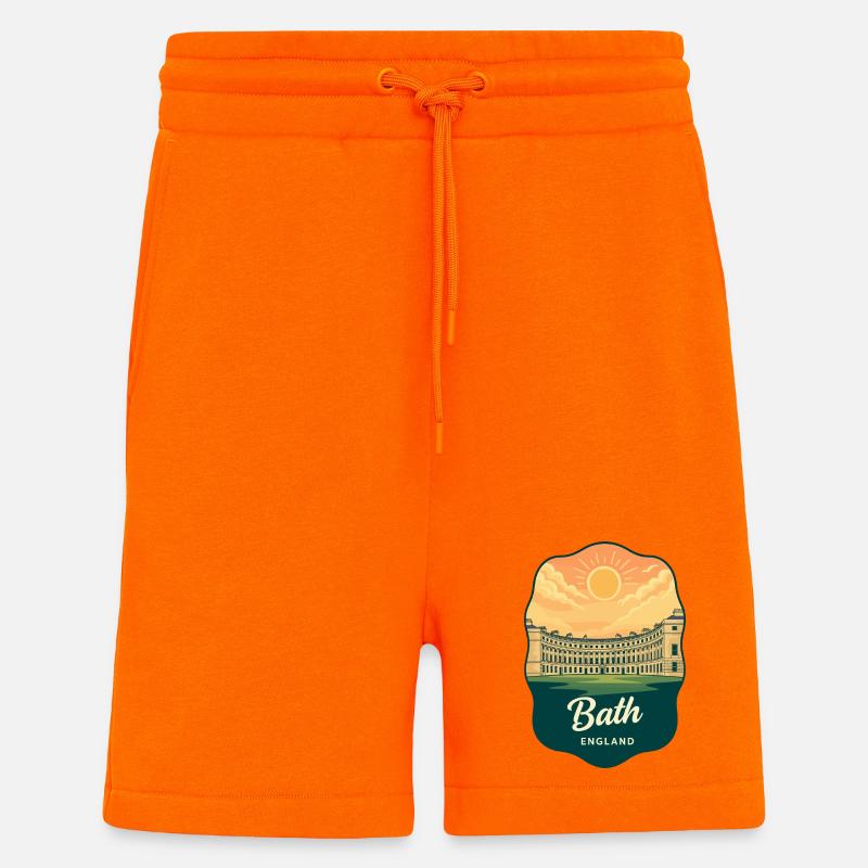 Bath Royal Crescent Retro Sunset Badge - Shorts - made by SPREAD - SUNSET ORANGE