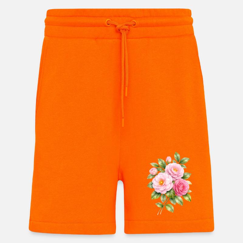 Rosa Kamelienblüten Illustration   - Shorts - made by SPREAD - SUNSET ORANGE
