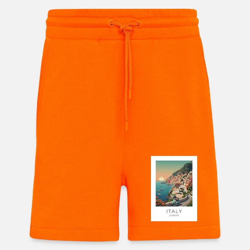 Italia Coastal Magic Motorcycle - Short bio décontracté fabriqué en UE - SUNSET ORANGE