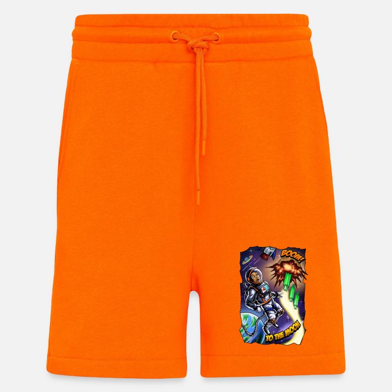 Aventure lunaire : bande dessinée Astronaut - Short bio décontracté fabriqué en UE - SUNSET ORANGE