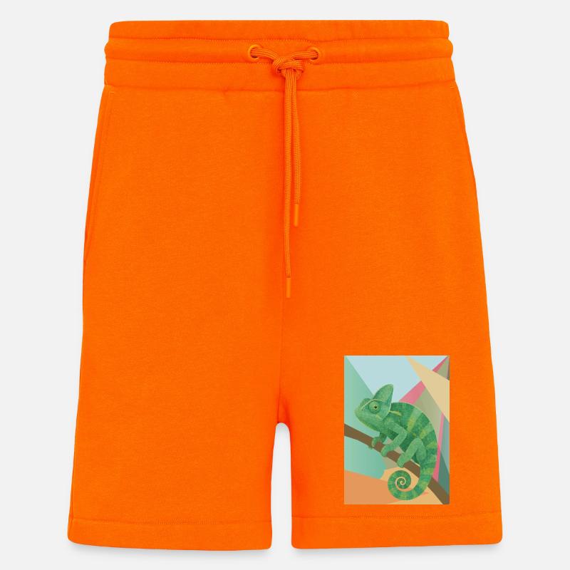 Style géométrique du Caméléon Vert - Short bio décontracté fabriqué en UE - SUNSET ORANGE