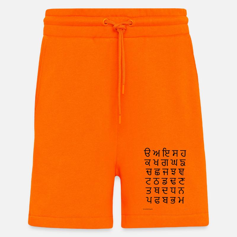 Gurmukhi Abugida (noir) - Short bio décontracté fabriqué en UE - SUNSET ORANGE