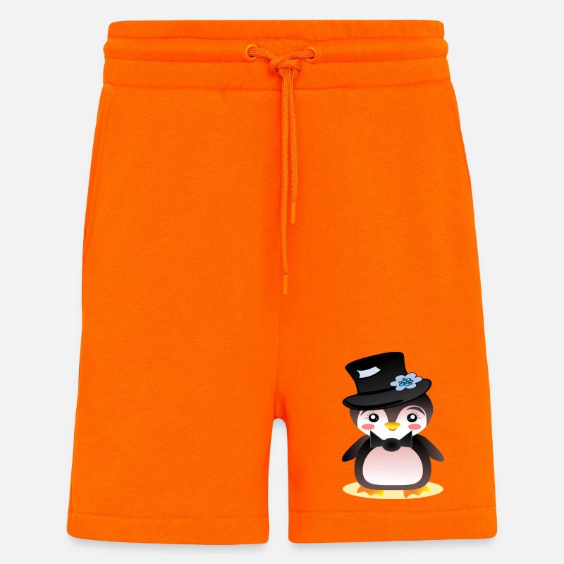 Pinguin Bräutigam - KINDER - Shorts - made by SPREAD - SUNSET ORANGE