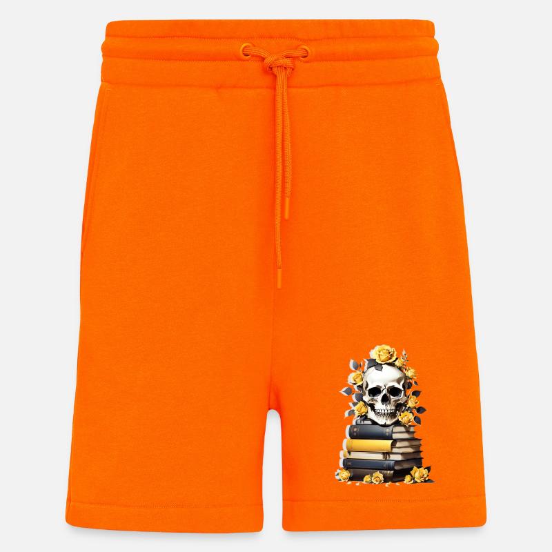 Bücherstapel mit Schädel - Shorts - made by SPREAD - SUNSET ORANGE