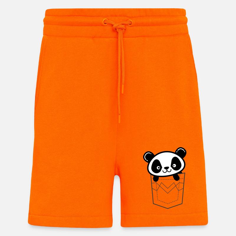 Panda qui regarde depuis sa poche - Short bio décontracté fabriqué en UE - SUNSET ORANGE