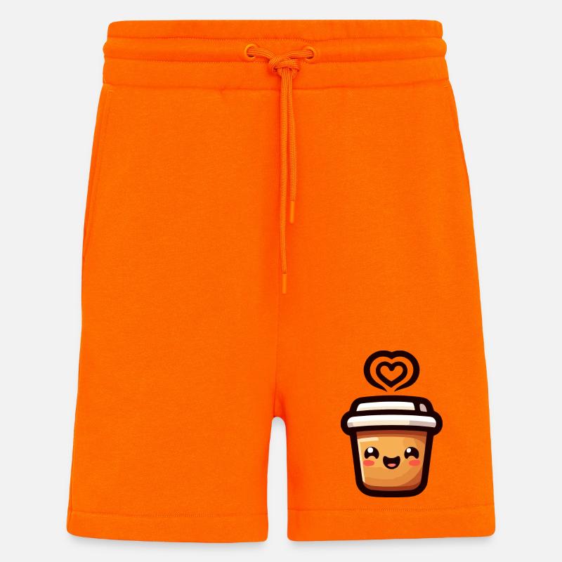 Caffeine Cutie : le joyeux Java - Short bio décontracté fabriqué en UE - SUNSET ORANGE