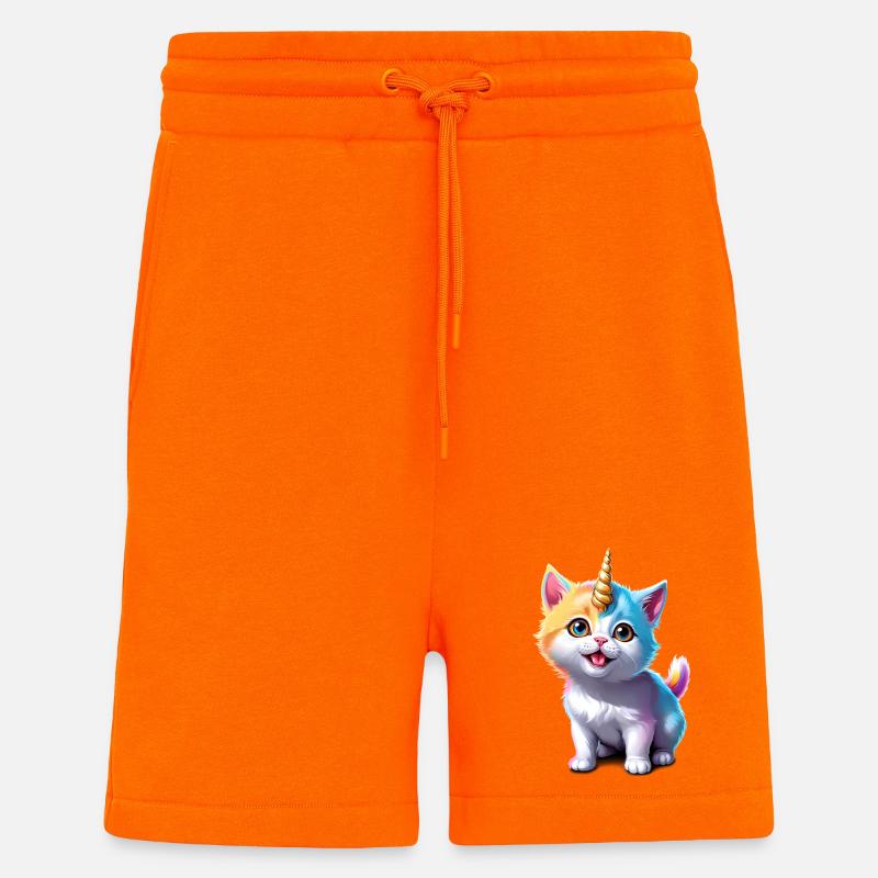 Chaton licorne - Short bio décontracté fabriqué en UE - SUNSET ORANGE