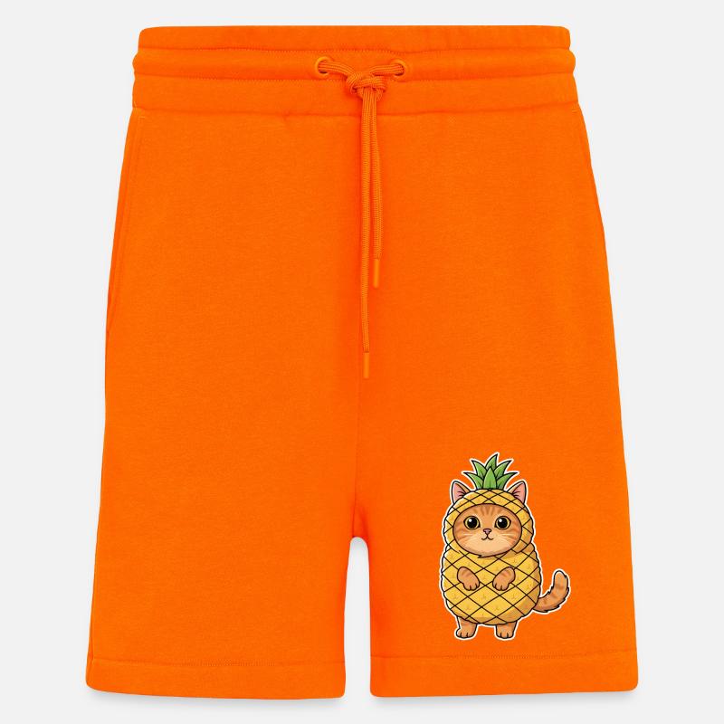 Chat ananas - Short bio décontracté fabriqué en UE - SUNSET ORANGE