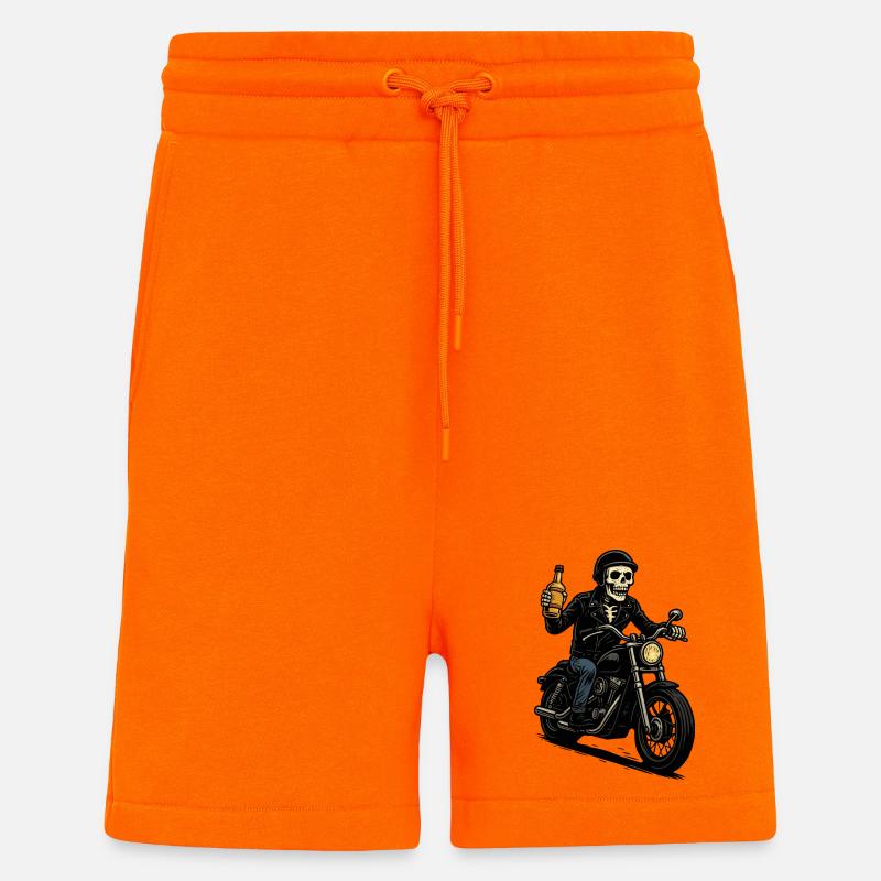 Skelett-Biker mit Flasche - Shorts - made by SPREAD - SUNSET ORANGE
