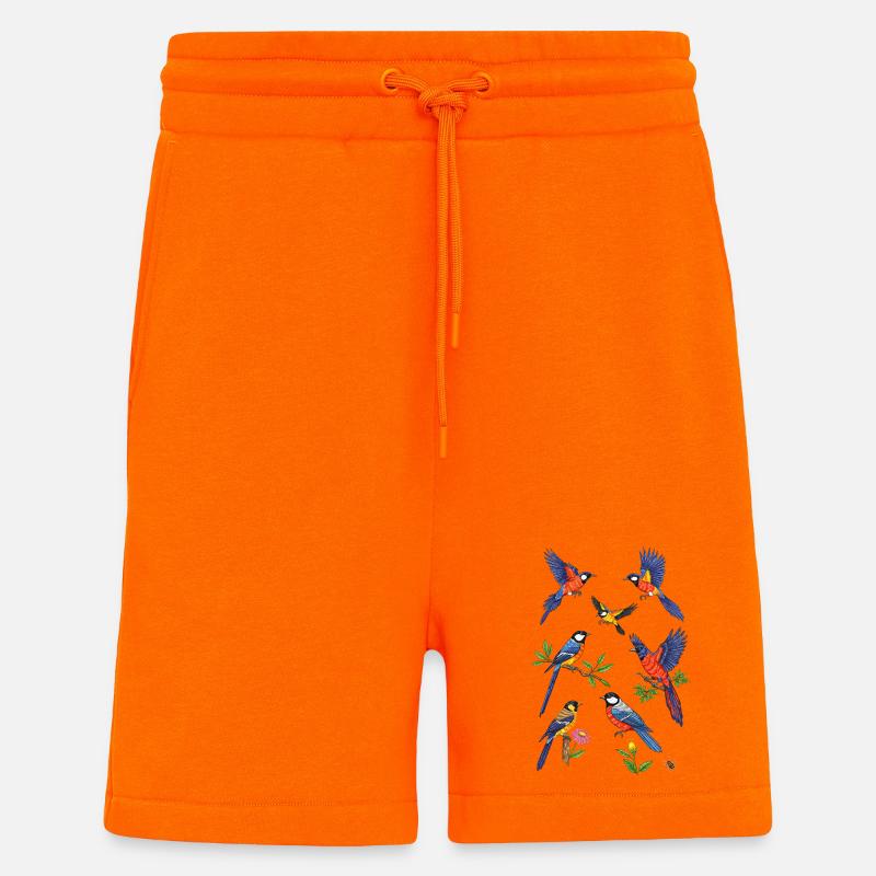 Oiseaux martin-pêcheurs - Short bio décontracté fabriqué en UE - SUNSET ORANGE