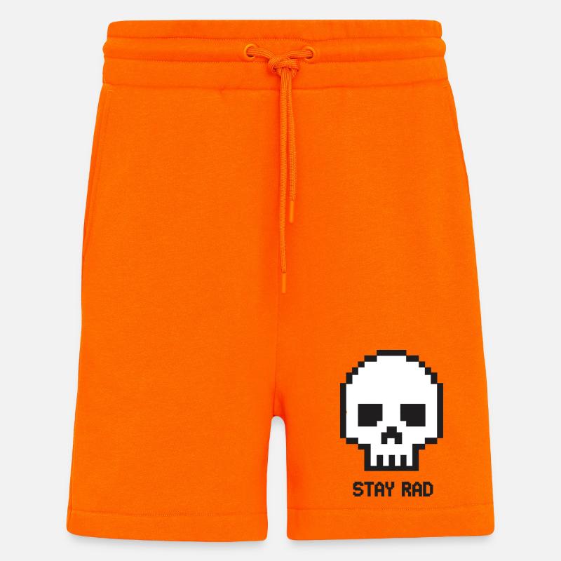 Roue de maintien du Pixel Skull - Short bio décontracté fabriqué en UE - SUNSET ORANGE