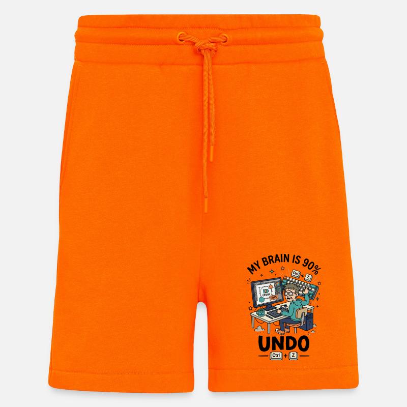 Designer Ctrl Z Panic Humor - Shorts - made by SPREAD - SUNSET ORANGE