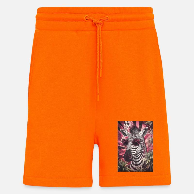 Zebra with sunglasses in cannabis psychedel - Shorts - made by SPREAD - SUNSET ORANGE