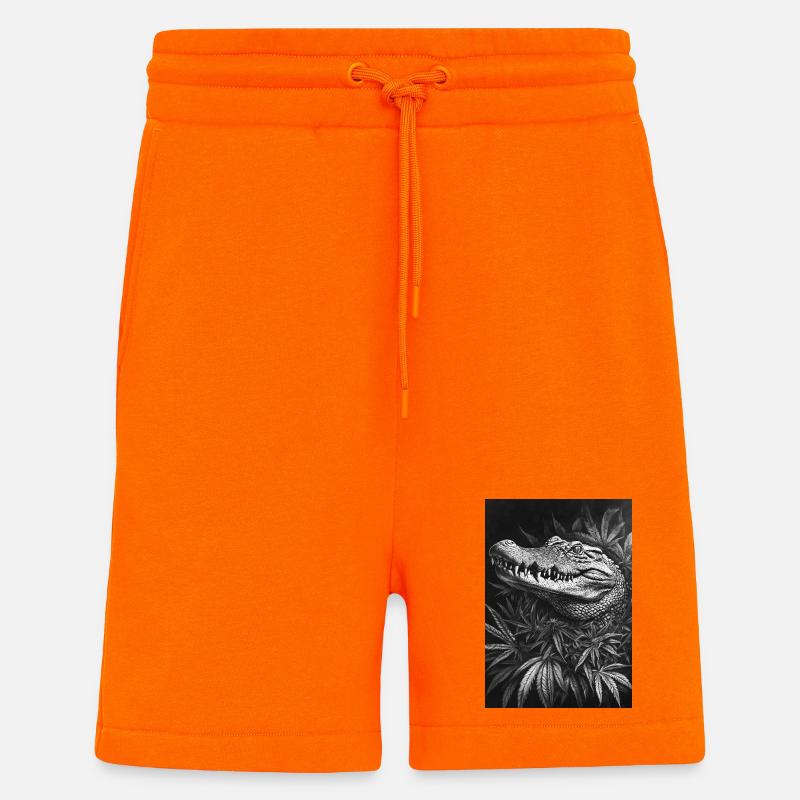 Krokodil im Hanfblattwald - Shorts - made by SPREAD - SUNSET ORANGE