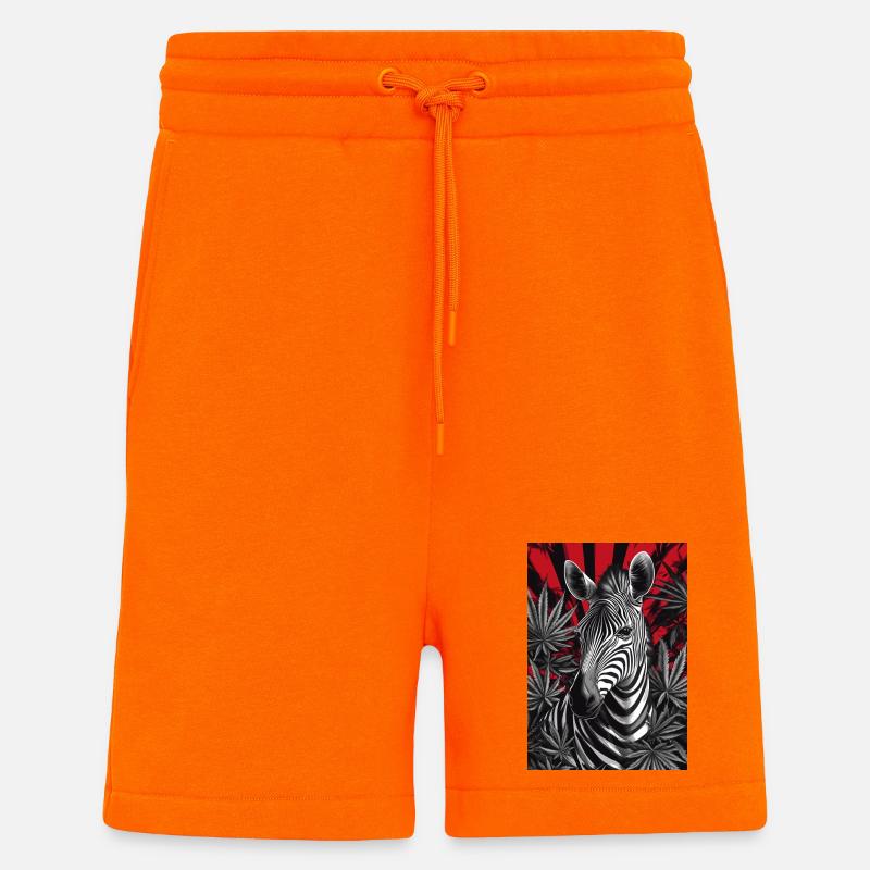 Zebra im Cannabis-Dschungel - Shorts - made by SPREAD - SUNSET ORANGE