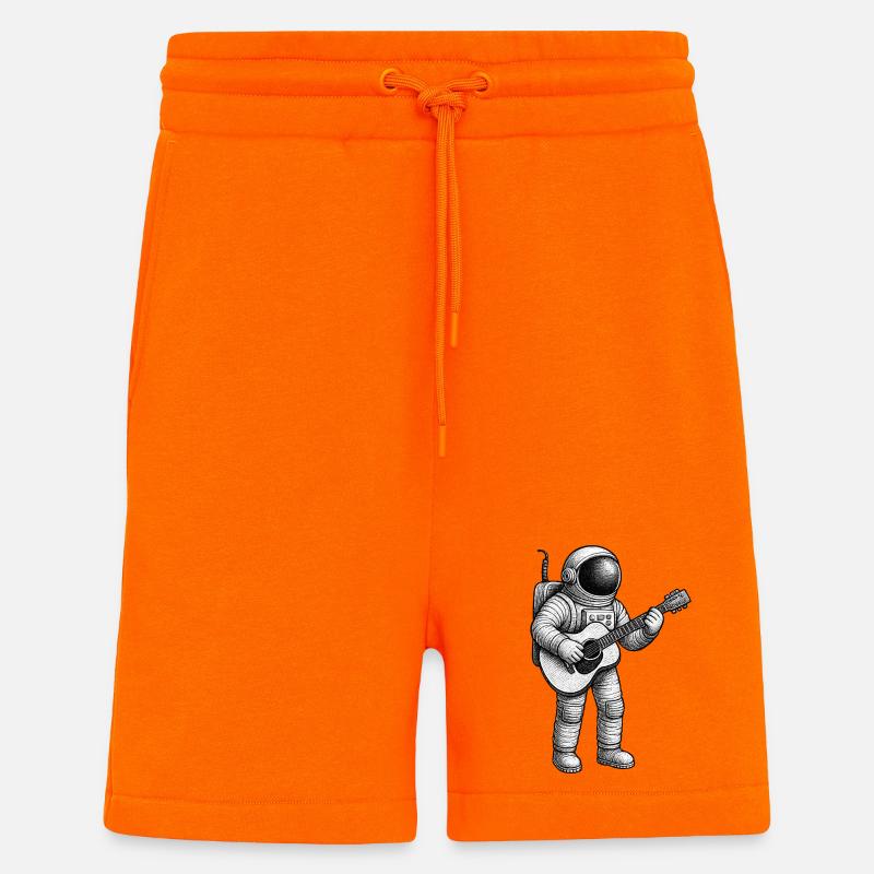 Sketch de guitare d’astronaute - Short bio décontracté fabriqué en UE - SUNSET ORANGE