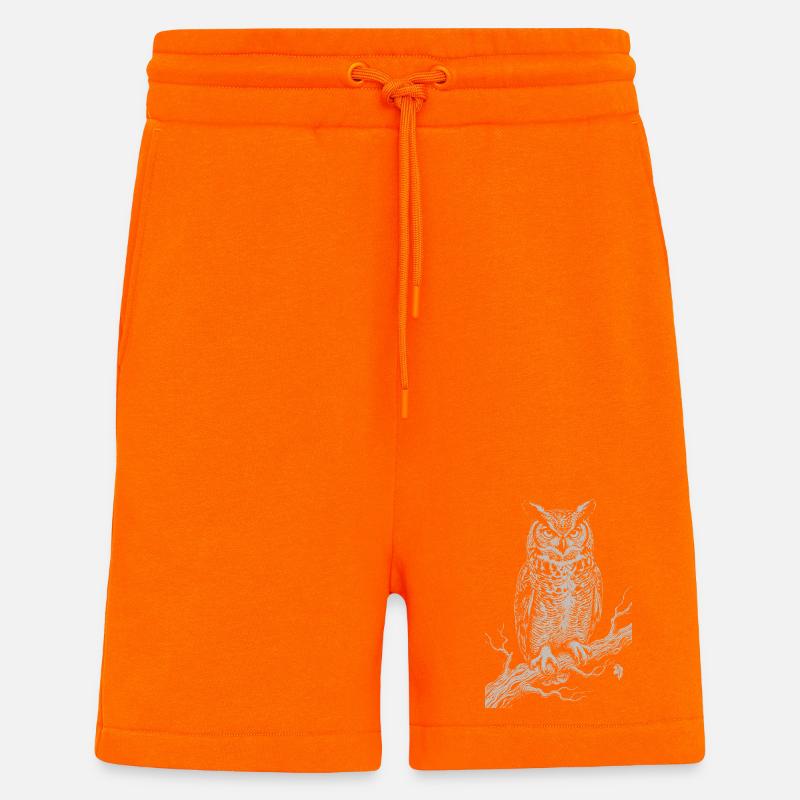 Eulen-Silhouette auf Moonlit Branch - Shorts - made by SPREAD - SUNSET ORANGE