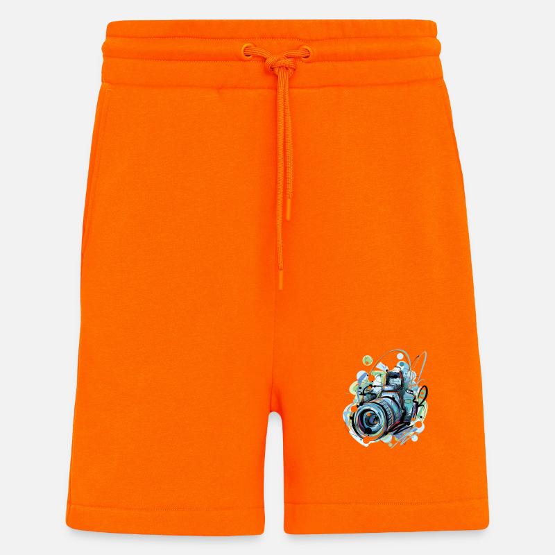 Caméra en éclats urbains - Short bio décontracté fabriqué en UE - SUNSET ORANGE