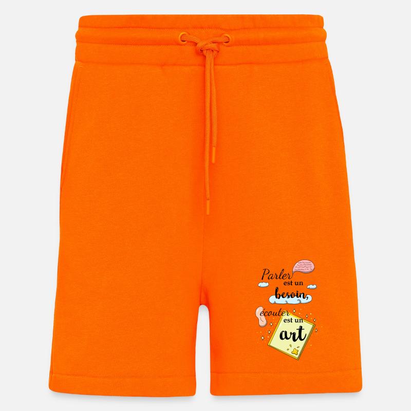 Ecouter est un art - Short bio décontracté fabriqué en UE - SUNSET ORANGE