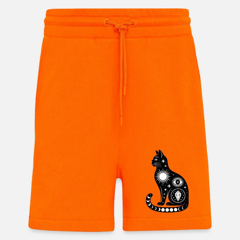 Cosmic Cat - Logo d'Astonomy cool - Short bio décontracté fabriqué en UE - SUNSET ORANGE