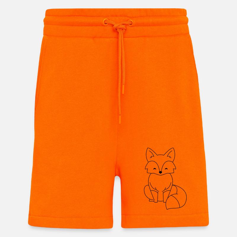 Comic Fox in Black - Shorts - made by SPREAD - SUNSET ORANGE