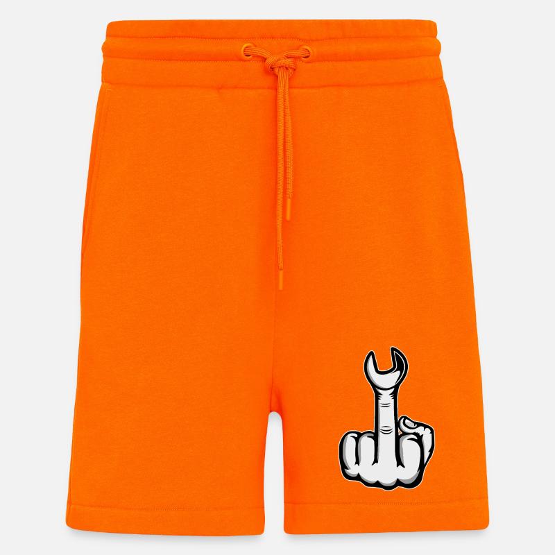 Mittelfinger Stinkerfinger Schraubenschluessel - Shorts - made by SPREAD - SUNSET ORANGE