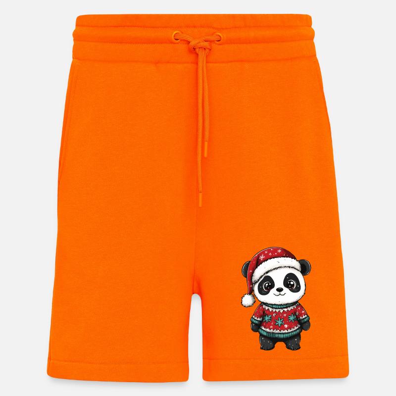 Noël de Noël Panda - Short bio décontracté fabriqué en UE - SUNSET ORANGE