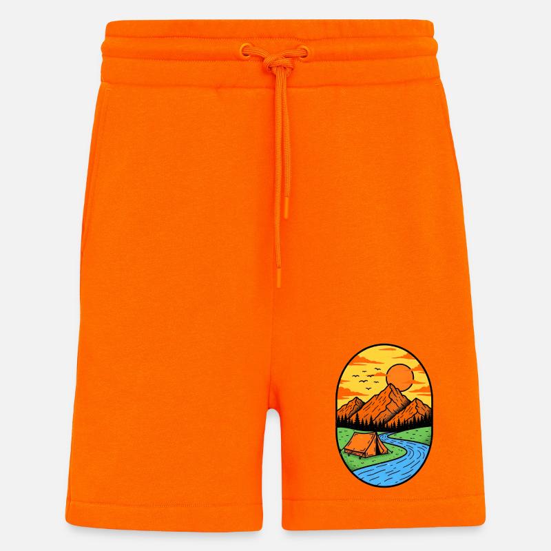 Tente de feu de camp Mountain Sun - Short bio décontracté fabriqué en UE - SUNSET ORANGE