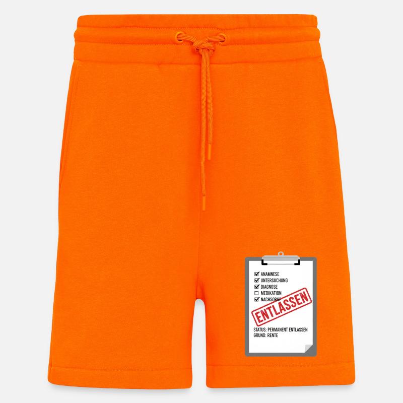 Désaffectation : Satire de soins - Short bio décontracté fabriqué en UE - SUNSET ORANGE