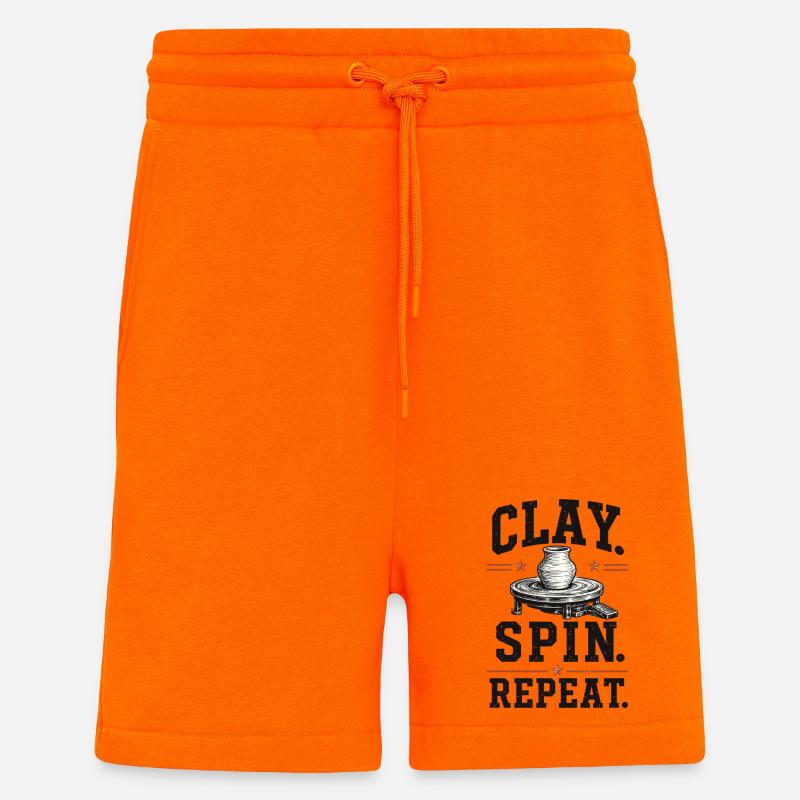 Clay Spin Repeat Ceramic Shirt - Shorts - made by SPREAD - SUNSET ORANGE