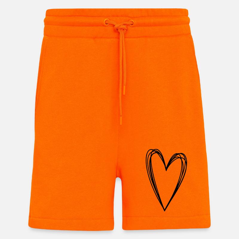 Heart scribble doodle scribble icon love - Shorts - made by SPREAD - SUNSET ORANGE