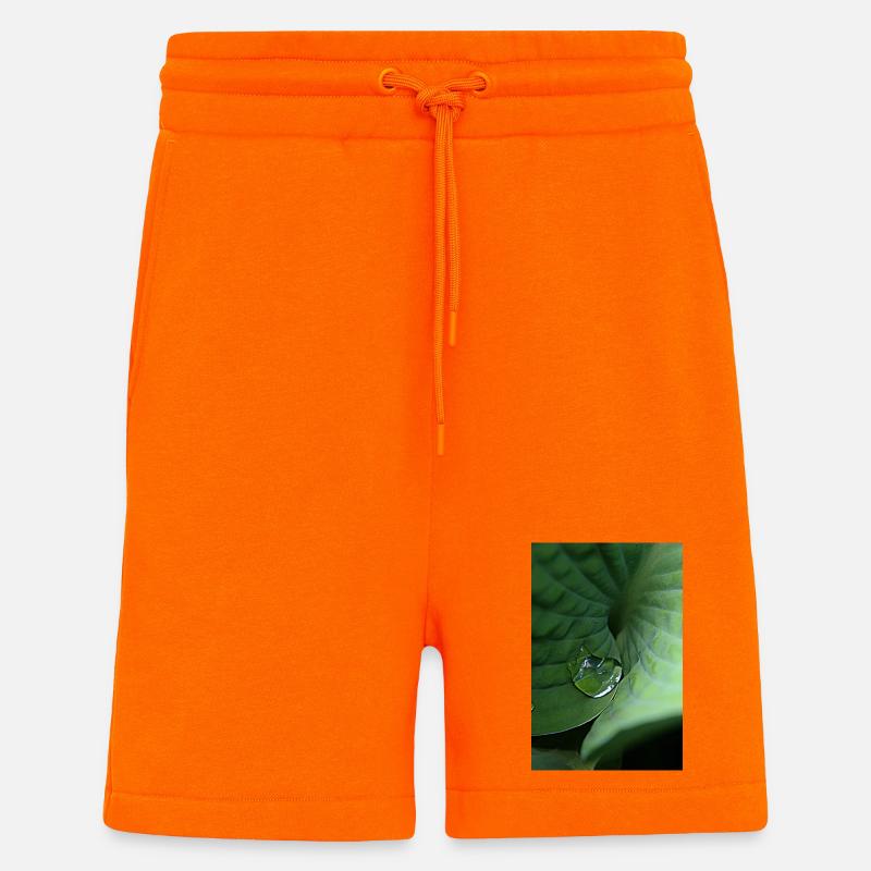 Rosée tropicale verte feuillue - Short bio décontracté fabriqué en UE - SUNSET ORANGE