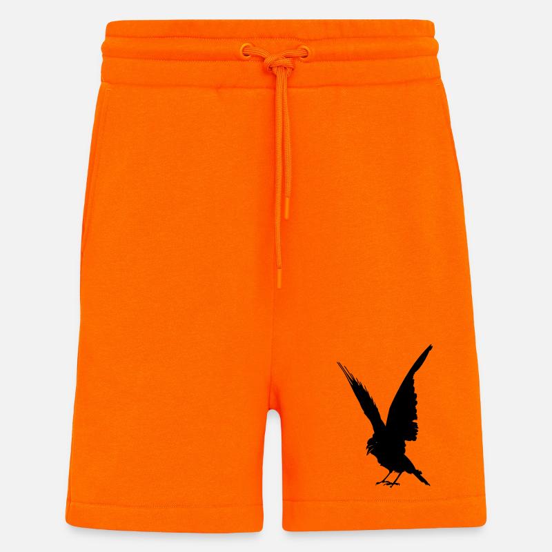 Schwarze Vogelkrähe oder Rabenschattenfigur - Shorts - made by SPREAD - SUNSET ORANGE